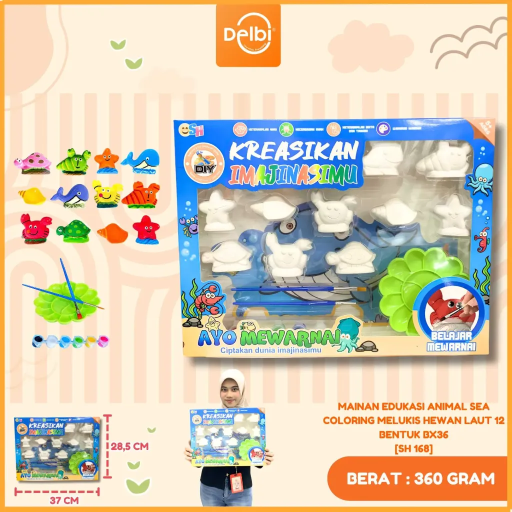 [SH 168] MAINAN EDUKASI ANIMAL SEA COLORING MELUKIS HEWAN LAUT 12 BENTUK BX36