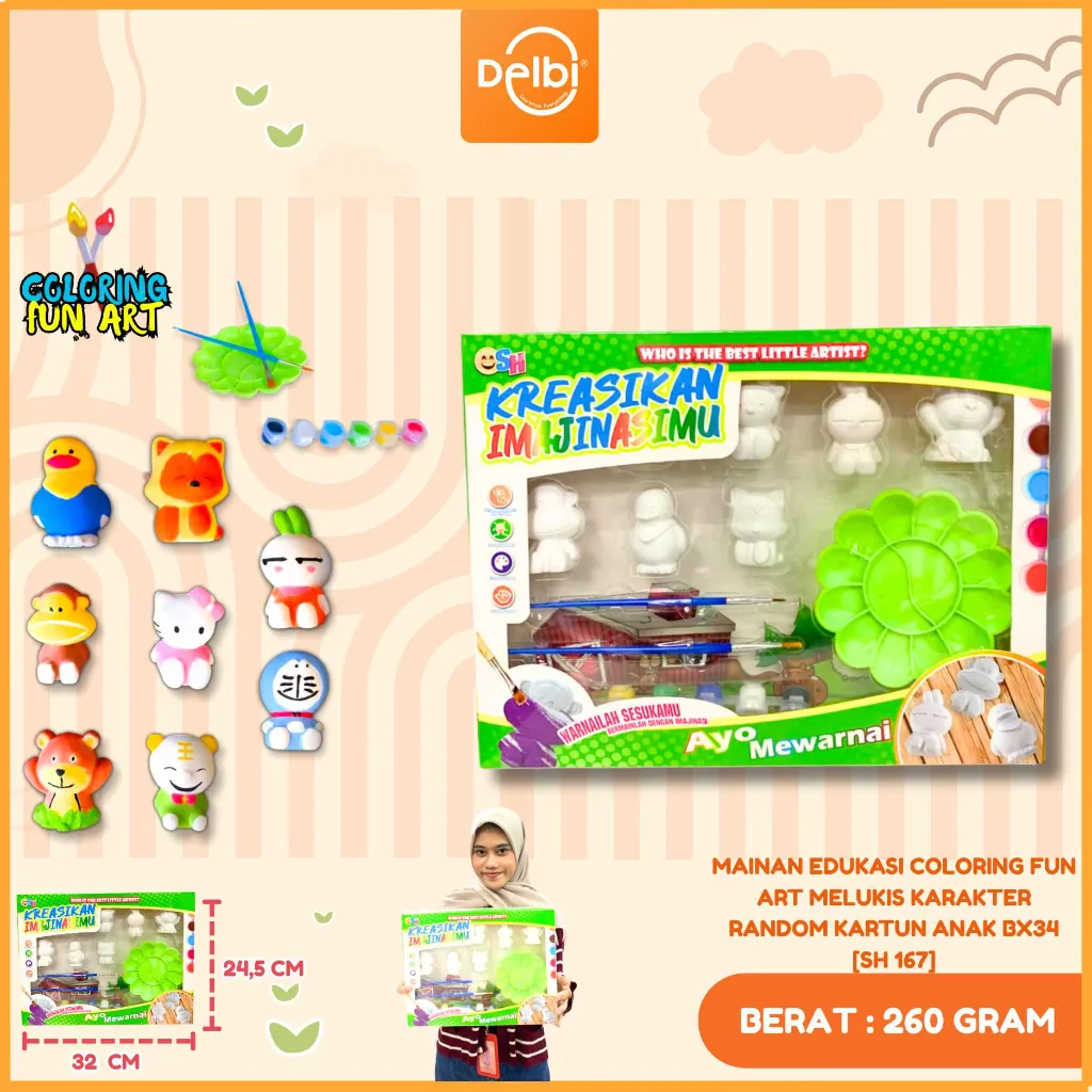 [SH 167] MAINAN EDUKASI COLORING FUN ART MELUKIS KARAKTER RANDOM KARTUN ANAK BX34