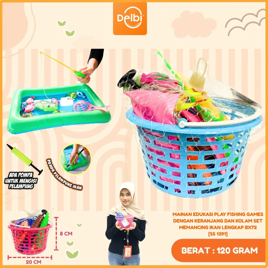 [SS 1391] MAINAN EDUKASI PLAY FISHING GAMES DENGAN KERANJANG DAN KOLAM SET MEMANCING IKAN LENGKAP BX72