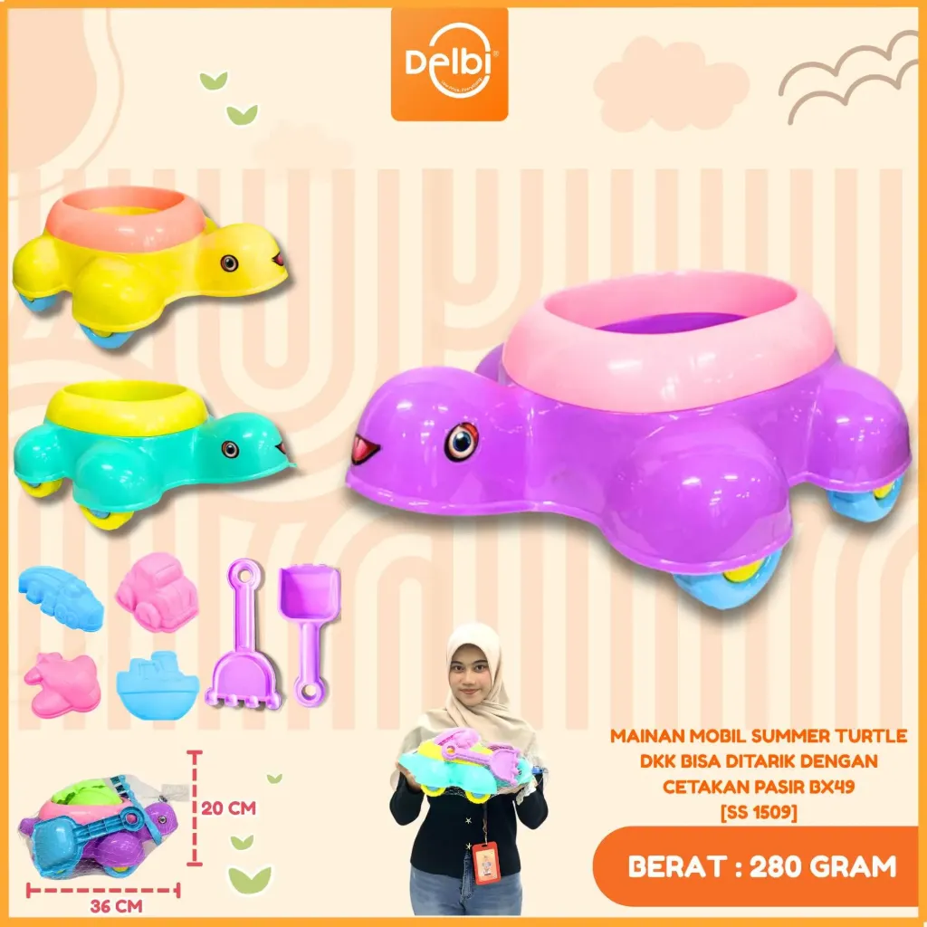 [SS 1509] MAINAN MOBIL SUMMER TURTLE DKK BISA DITARIK DENGAN CETAKAN PASIR BX49