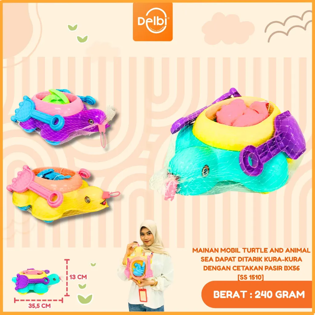 [SS 1510] MAINAN MOBIL TURTLE AND ANIMAL SEA DAPAT DITARIK KURA-KURA DENGAN CETAKAN PASIR BX56