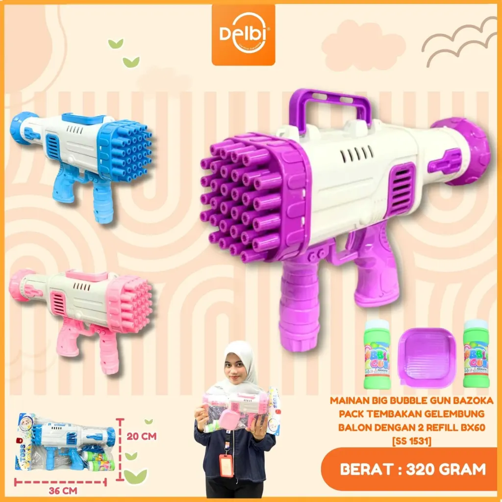 MAINAN BIG BUBBLE GUN BAZOKA PACK TEMBAKAN GELEMBUNG BALON DENGAN 2 REFILL BX60