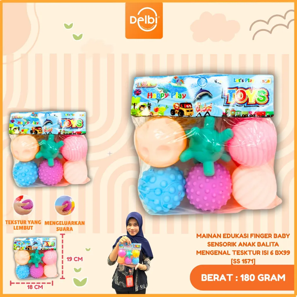 [SS 1571] MAINAN EDUKASI FINGER BABY SENSORIK ANAK BALITA MENGENAL TESKTUR ISI 6 BX99