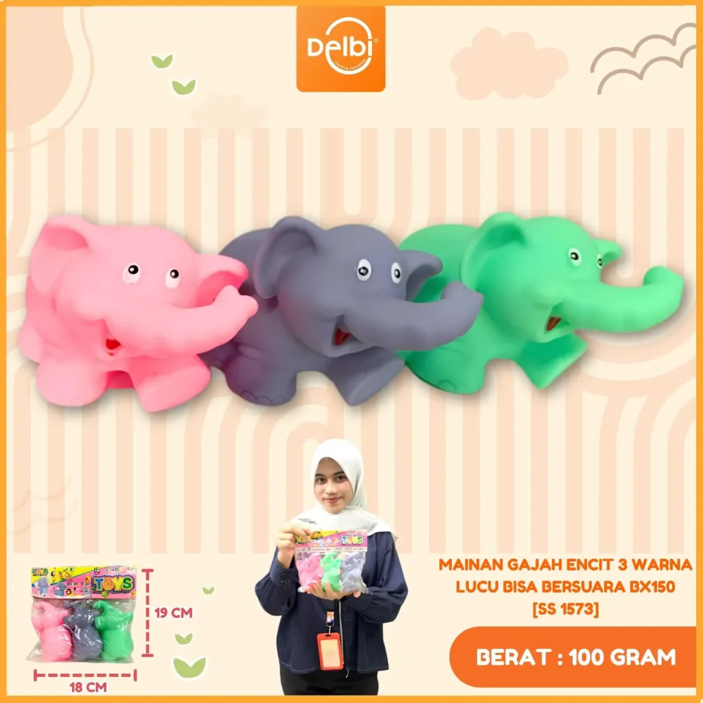 MAINAN GAJAH ENCIT 3 WARNA LUCU BISA BERSUARA PP BX150