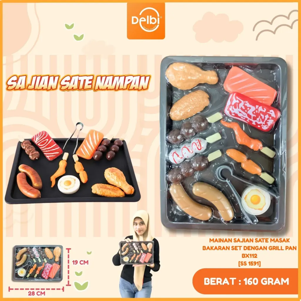 MAINAN SAJIAN SATE MASAK BAKARAN SET DENGAN GRILL PAN BX112