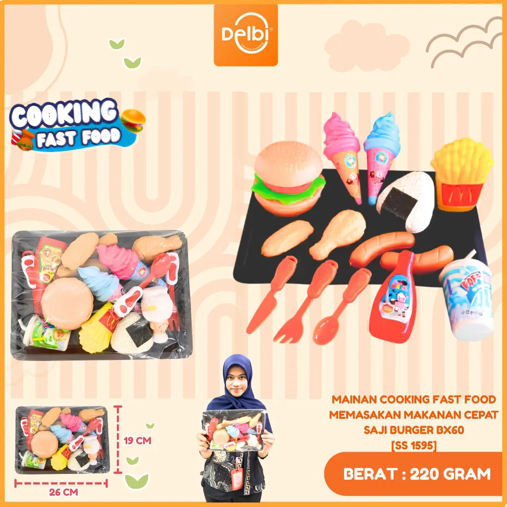 [SS 1595] MAINAN COOKING FAST FOOD MEMASAKAN MAKANAN CEPAT SAJI BURGER BX60