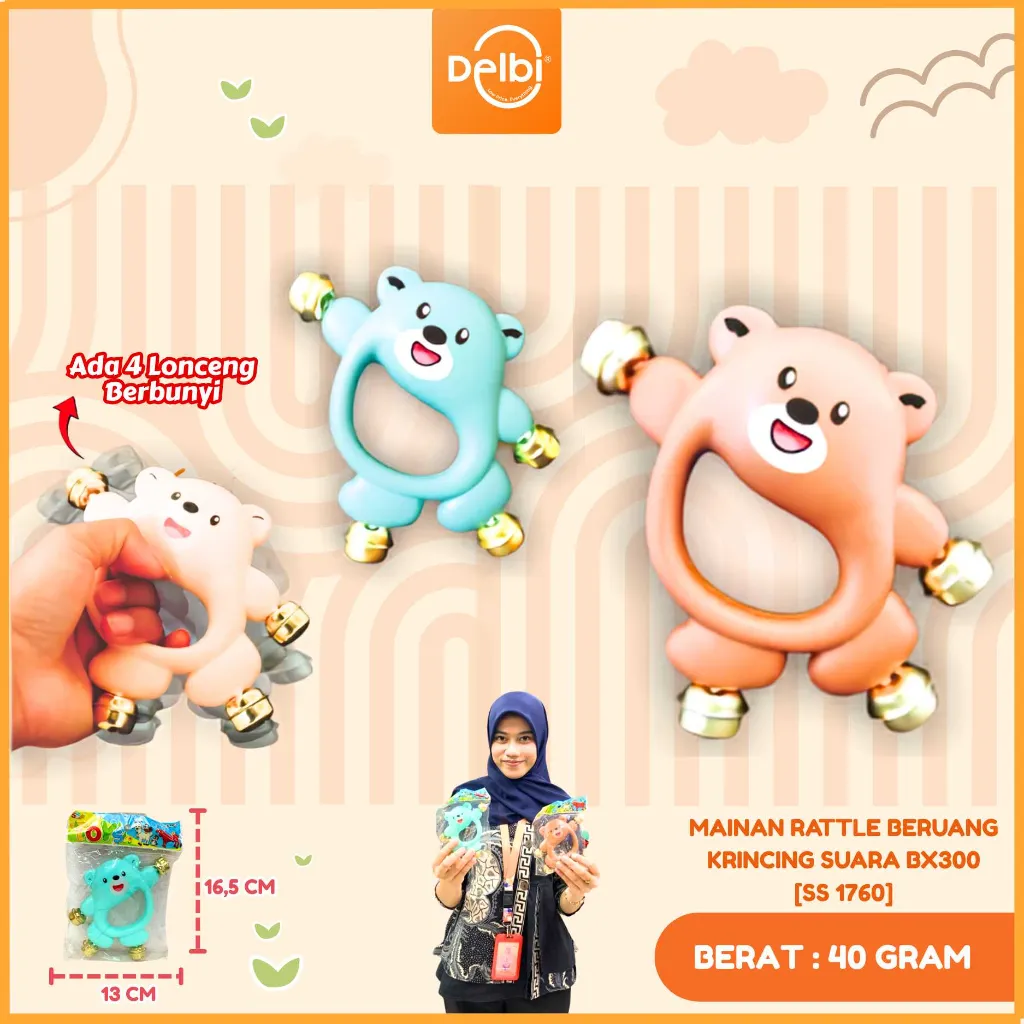 [SS 1760] MAINAN RATTLE BERUANG KRINCING SUARA BX300