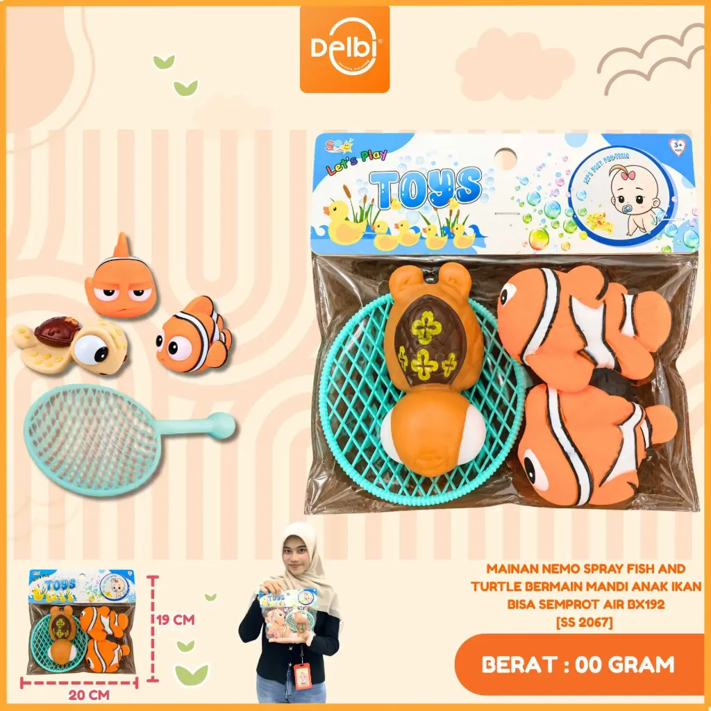 [SS 2067] MAINAN NEMO SPRAY FISH AND TURTLE BERMAIN MANDI ANAK IKAN BISA SEMPROT AIR PLASTIK PP BX192