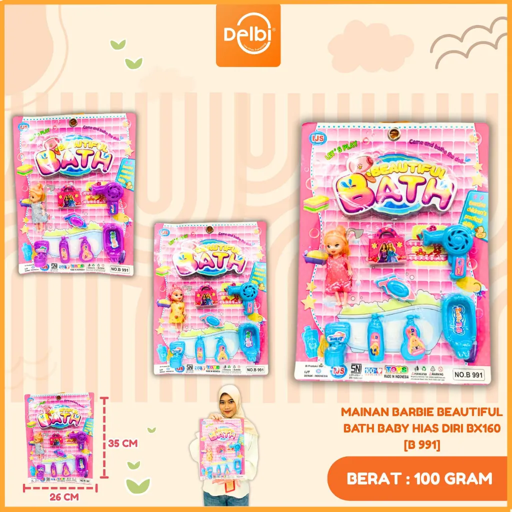 [B 991] MAINAN BARBIE BEAUTIFUL BATH BABY HIAS DIRI BX160