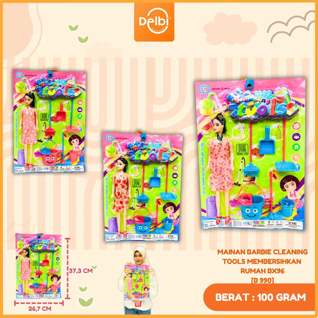 [B 990] MAINAN BARBIE CLEANING TOOLS MEMBERSIHKAN RUMAH BX96