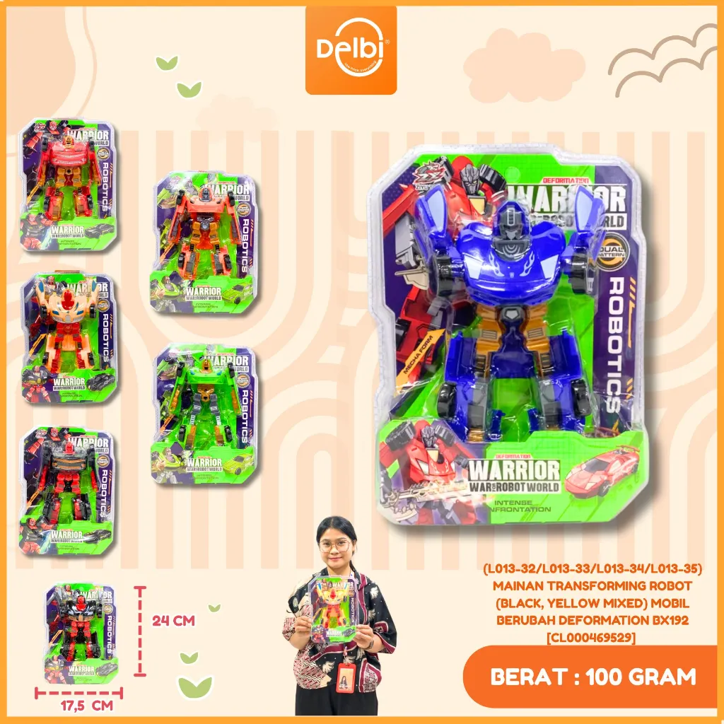 (L013-32/L013-33/L013-34/L013-35) MAINAN TRANSFORMING ROBOT (BLACK, YELLOW MIXED) MOBIL BERUBAH DEFORMATION BX192