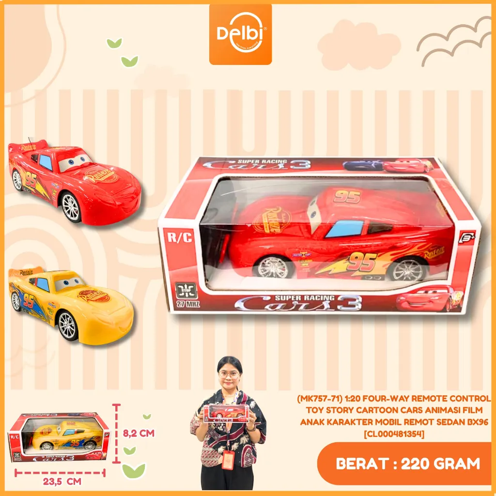 (MK757-71) 1:20 FOUR-WAY REMOTE CONTROL TOY STORY CARTOON CARS ANIMASI FILM ANAK KARAKTER MOBIL REMOT SEDAN BX96
