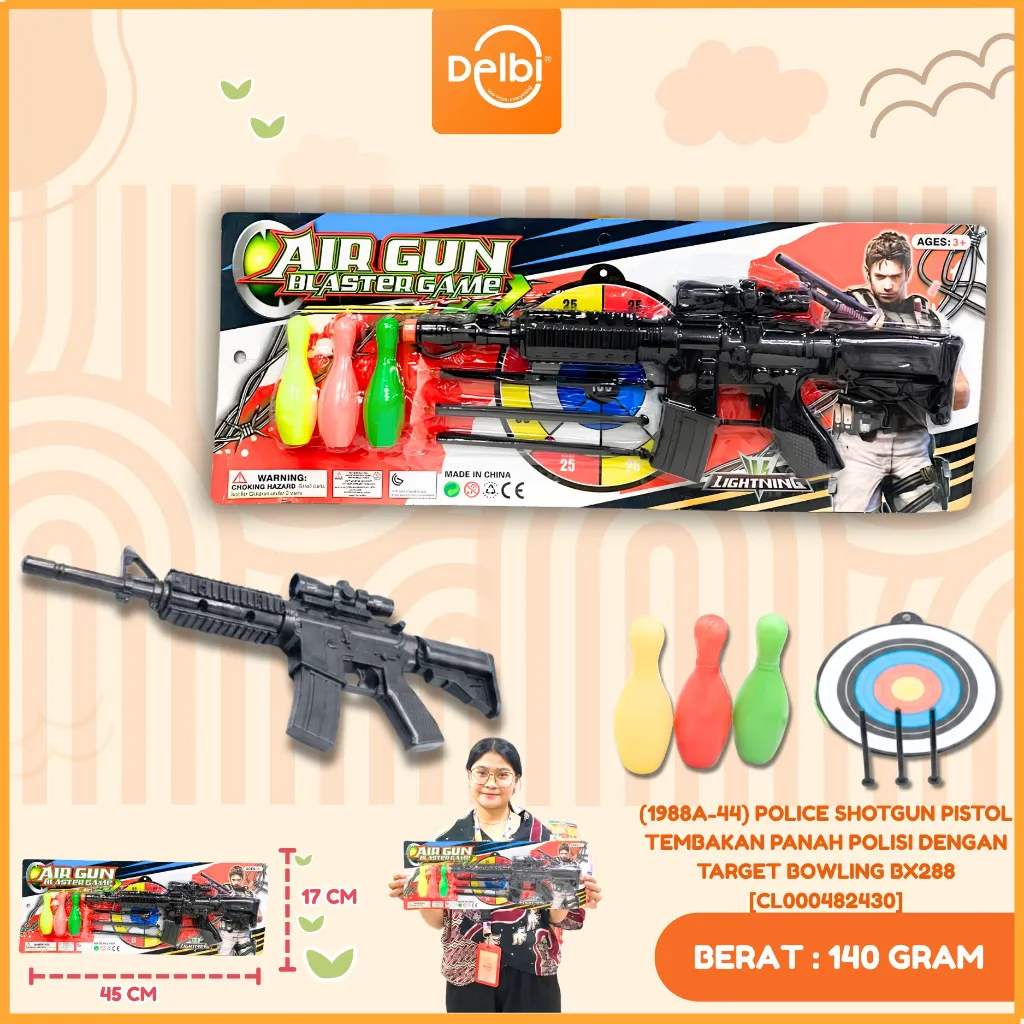 (1988A-44) POLICE SHOTGUN PISTOL TEMBAKAN PANAH POLISI DENGAN TARGET BOWLING BX288