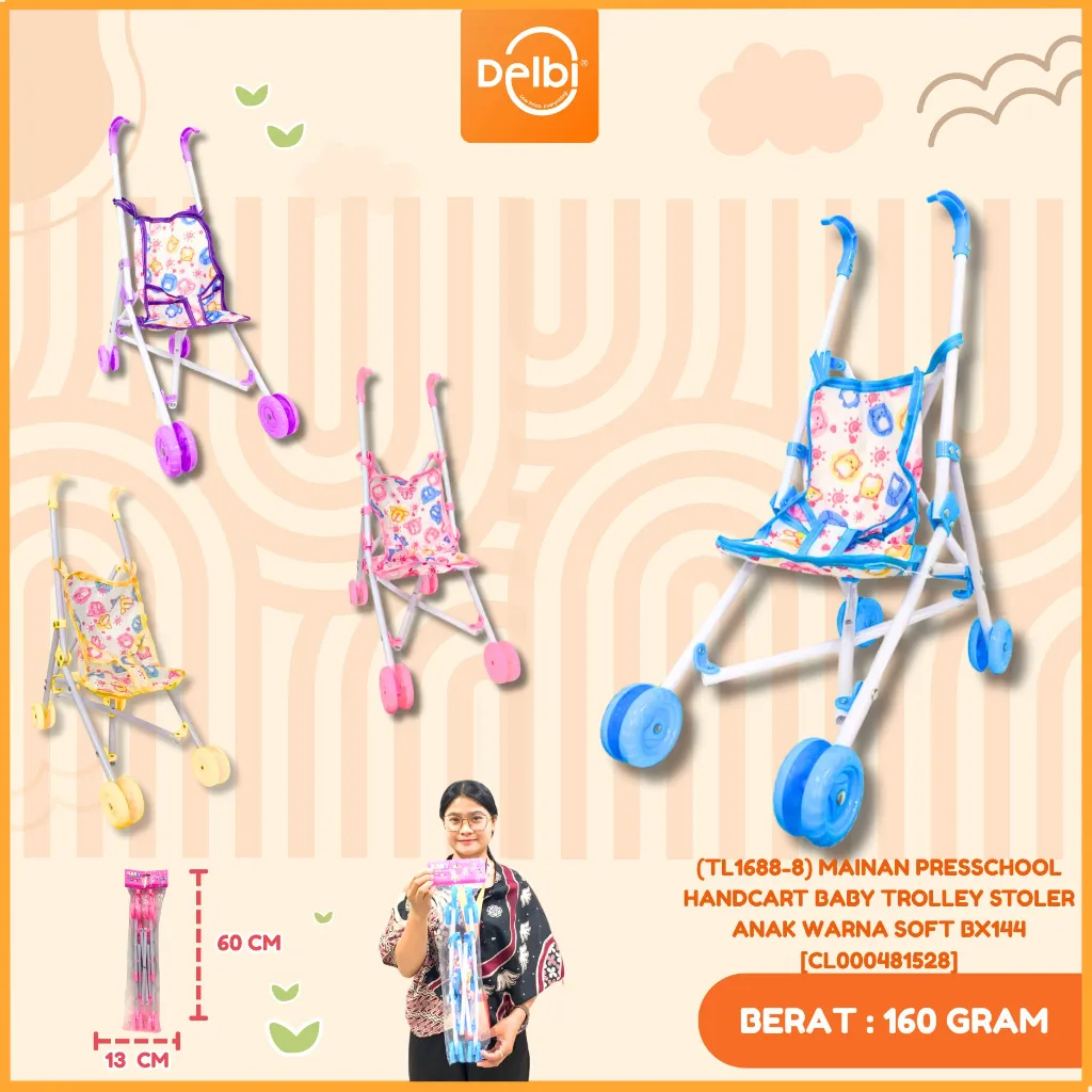 [CL000481528] (TL1688-8) MAINAN PRESSCHOOL HANDCART BABY TROLLEY STOLER ANAK WARNA SOFT BX144