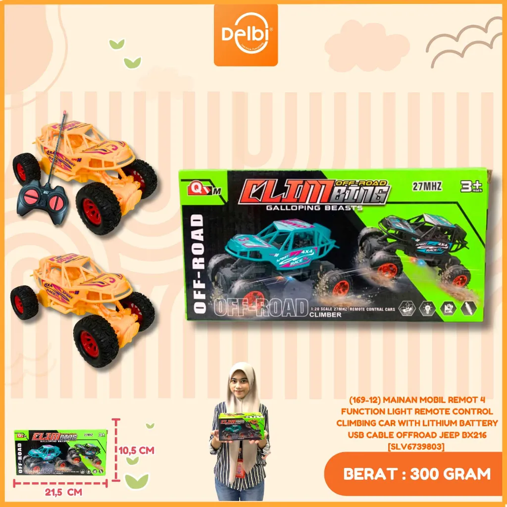 [SLV6739803] (169-12) MAINAN MOBIL REMOT 4 FUNCTION LIGHT REMOTE CONTROL CLIMBING CAR WITH LITHIUM BATTERY USB CABLE OFFROAD JEEP BX216