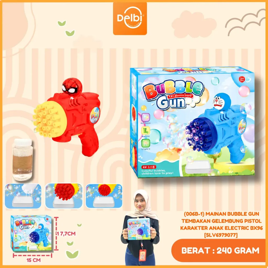 [SLV6979077] (006B-1) MAINAN BUBBLE GUN TEMBAKAN GELEMBUNG PISTOL KARAKTER ANAK ELECTRIC BX96