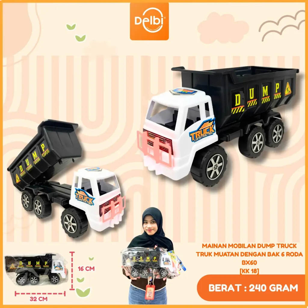 [KK 18] MAINAN MOBILAN DUMP TRUCK TRUK MUATAN DENGAN BAK 6 RODA PLASTIK PP BX60