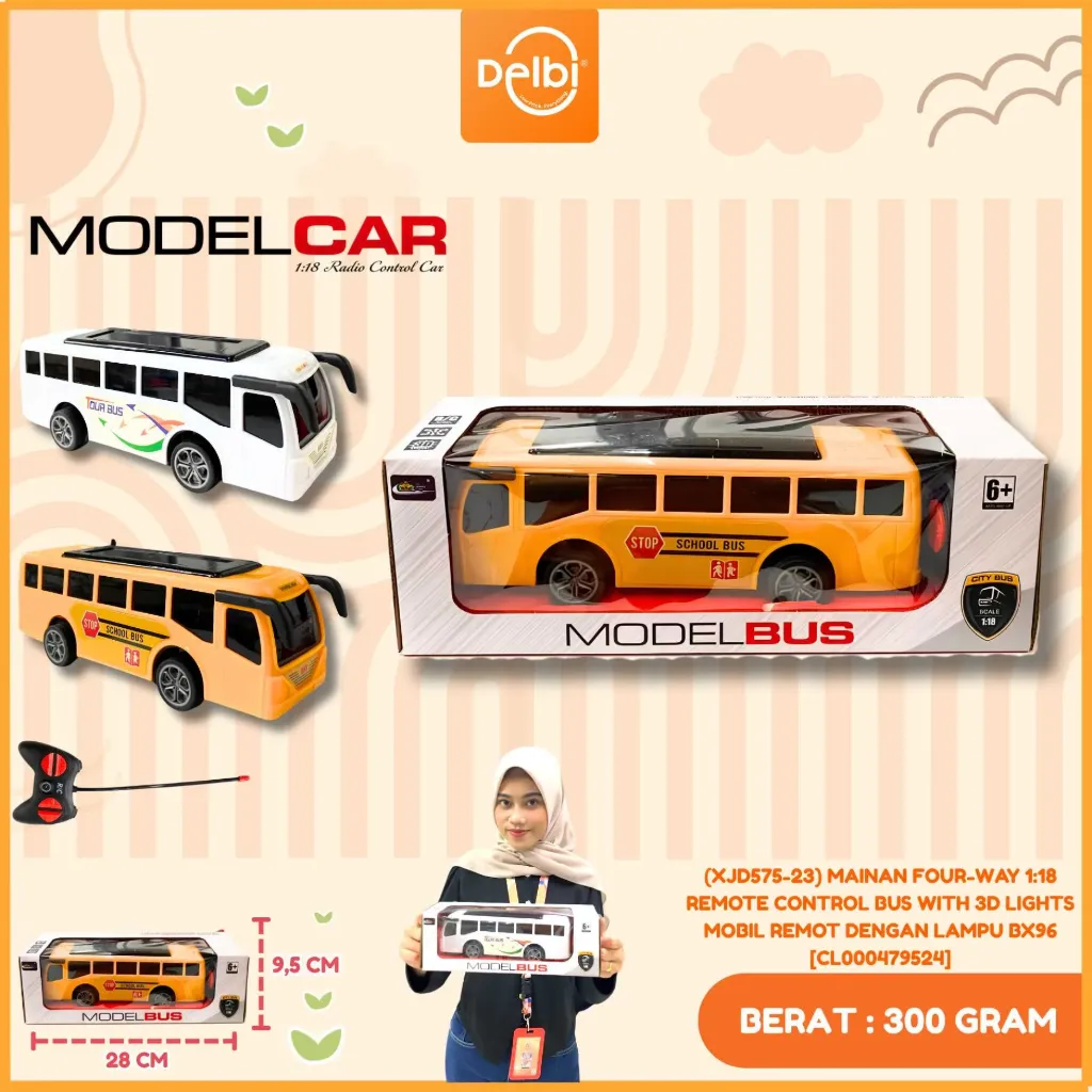 [CL000479524] (XJD575-23) MAINAN FOUR-WAY 1:18 REMOTE CONTROL BUS WITH 3D LIGHTS MOBIL REMOT DENGAN LAMPU BX96