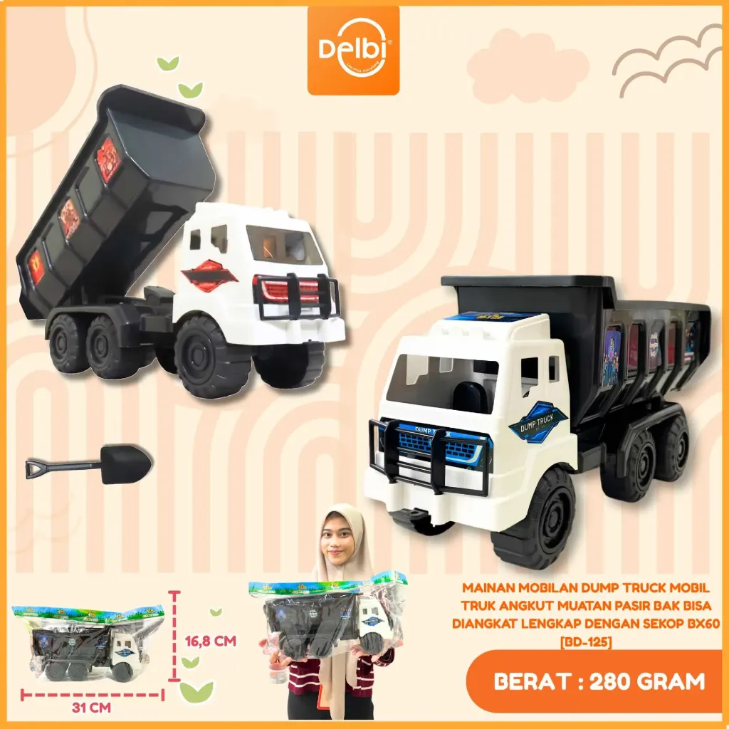 [BD-125] MAINAN MOBILAN DUMP TRUCK MOBIL TRUK ANGKUT MUATAN PASIR BAK BISA DIANGKAT LENGKAP DENGAN SEKOP PLASTIK OPP BX60