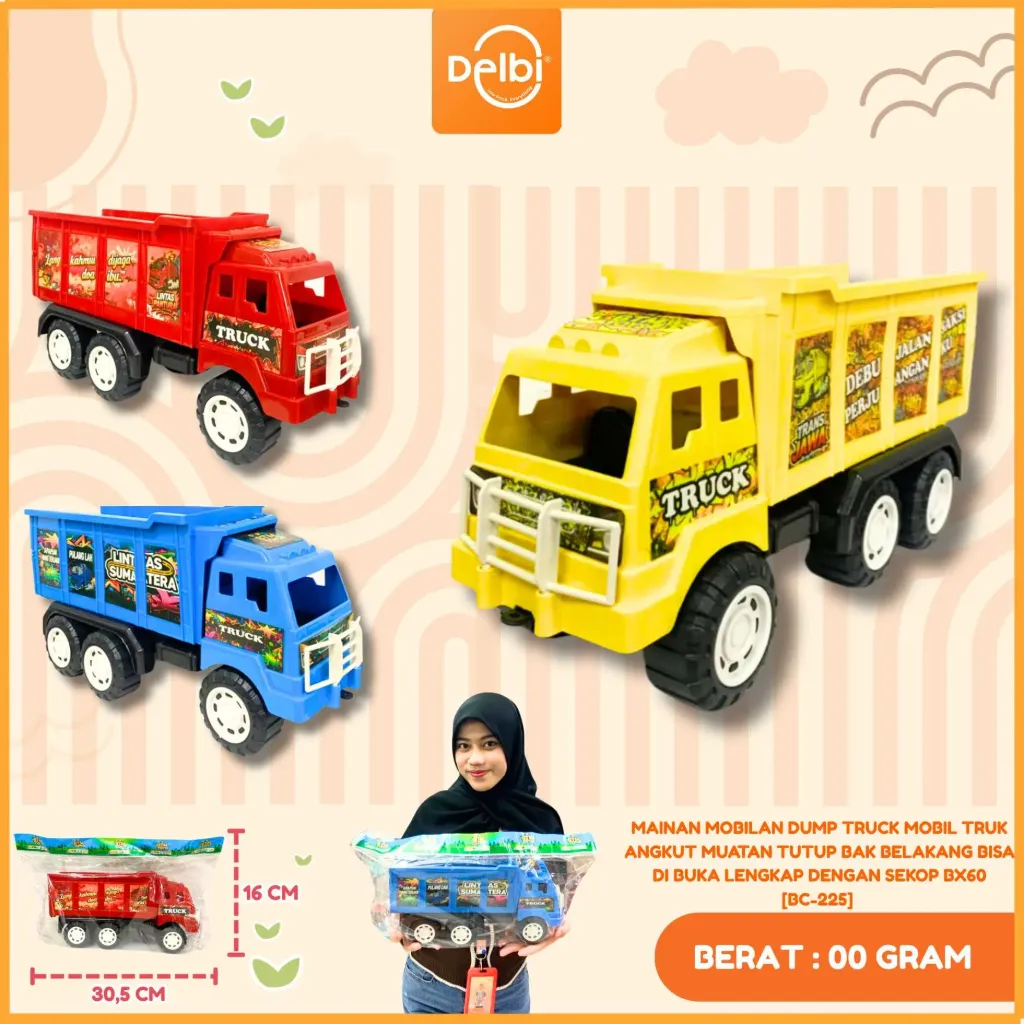 [BC-225] MAINAN MOBILAN DUMP TRUCK MOBIL TRUK ANGKUT MUATAN TUTUP BAK BELAKANG BISA DI BUKA LENGKAP DENGAN SEKOP BX60
