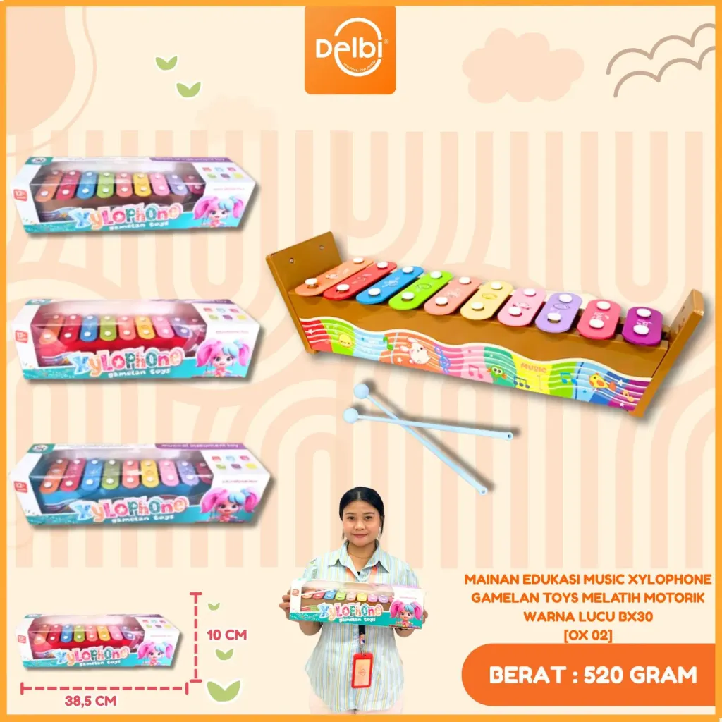 [OX 02] MAINAN EDUKASI MUSIC XYLOPHONE GAMELAN TOYS MELATIH MOTORIK WARNA LUCU BX30
