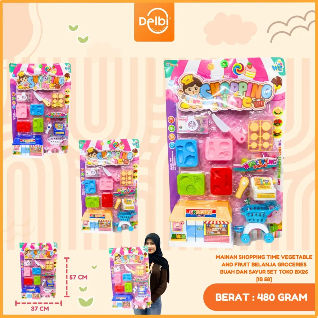 [IB 58] MAINAN SHOPPING TIME VEGETABLE AND FRUIT BELANJA GROCERIES BUAH DAN SAYUR SET TOKO BX26