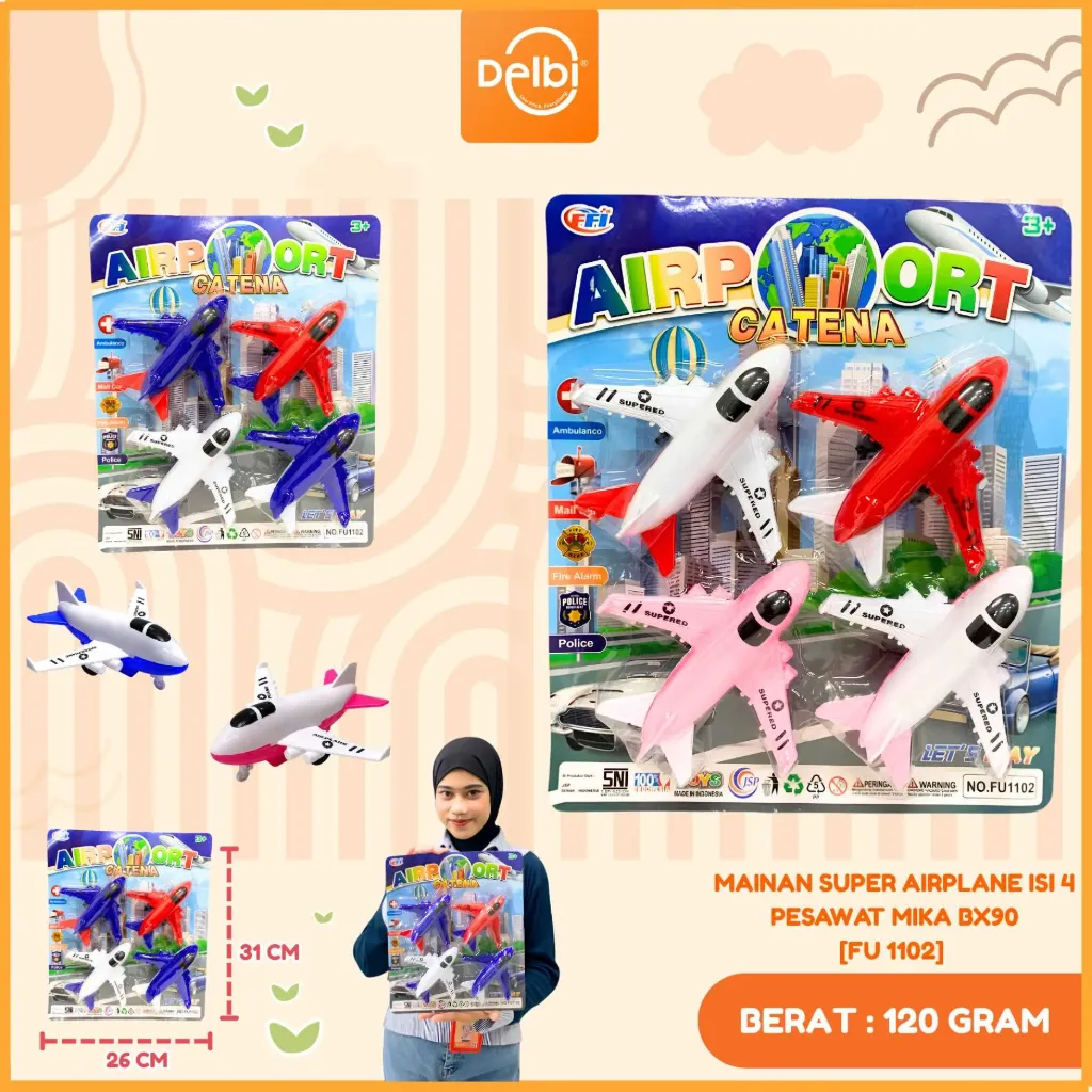 [FU 1102] MAINAN SUPER AIRPLANE ISI 4 PESAWAT MIKA BX90