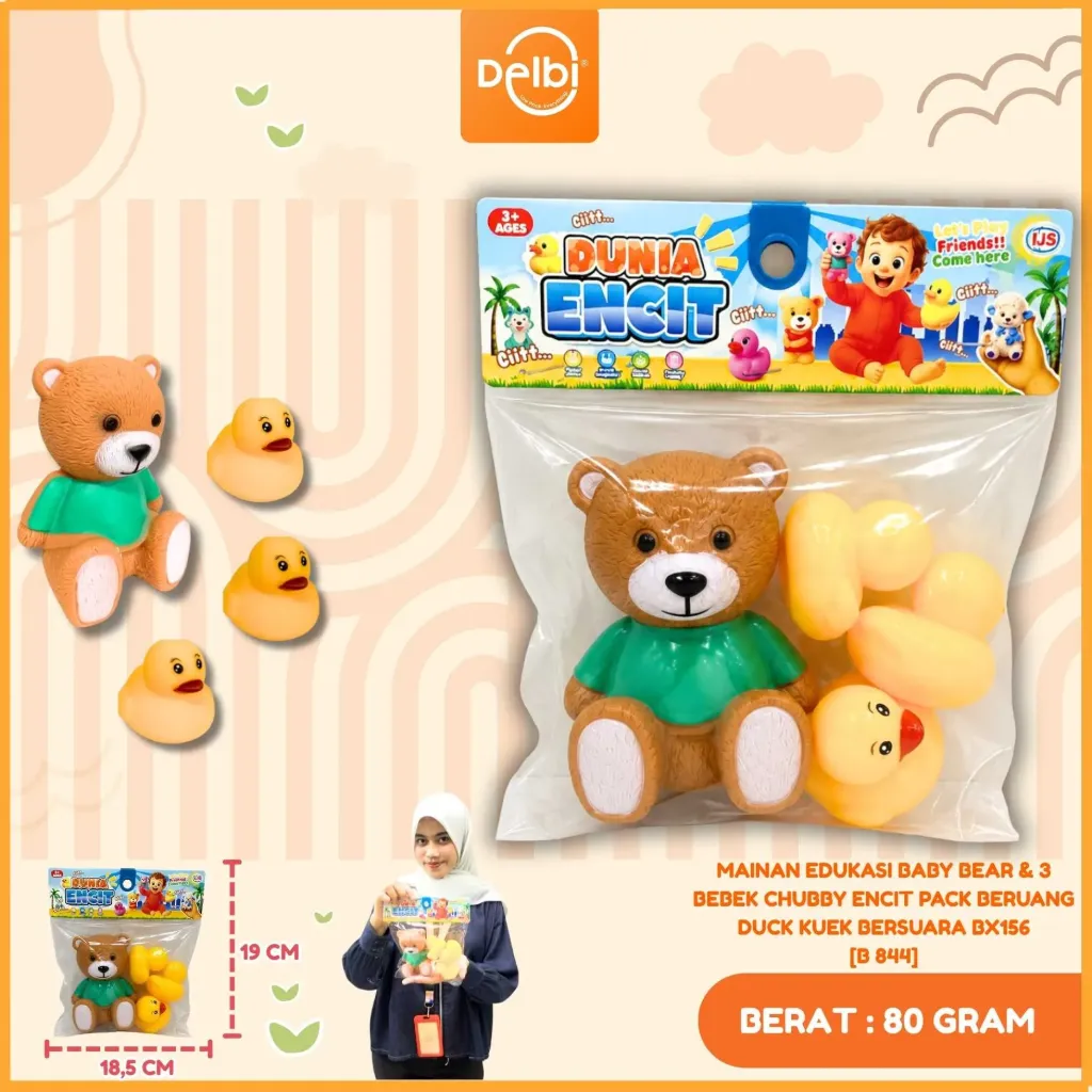 MAINAN EDUKASI BABY BEAR & 3 BEBEK CHUBBY ENCIT PACK BERUANG DUCK KUEK BERSUARA BX156