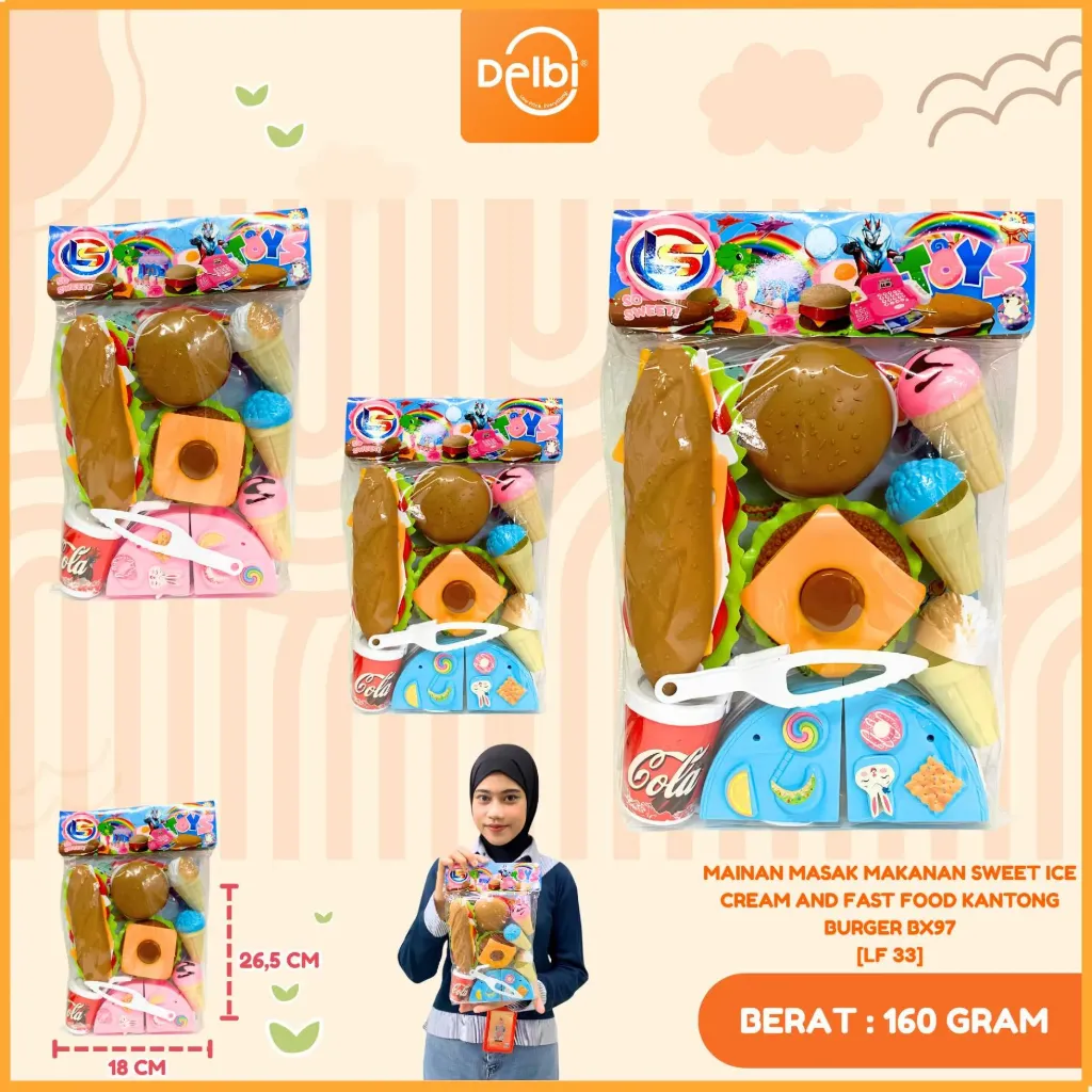 [LF 33] MAINAN MASAK MAKANAN SWEET ICE CREAM AND FAST FOOD KANTONG BURGER PLASTIK PP BX97