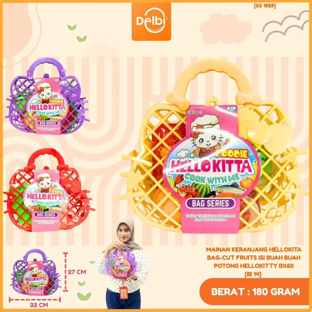[IB 14] MAINAN KERANJANG HELLOKITA BAG-CUT FRUITS ISI BUAH BUAH POTONG HELLOKITTY BX60