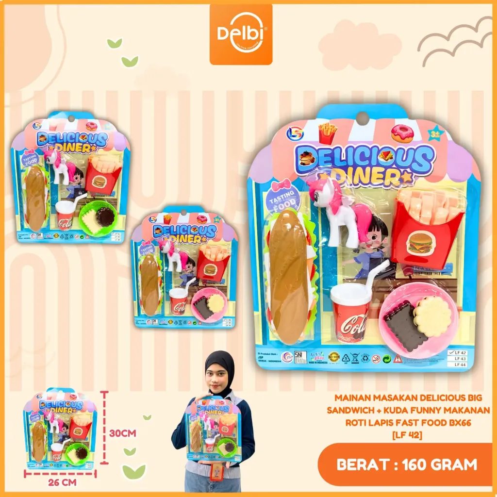 MAINAN MASAKAN DELICIOUS BIG SANDWICH + KUDA FUNNY MAKANAN ROTI LAPIS FAST FOOD BX66