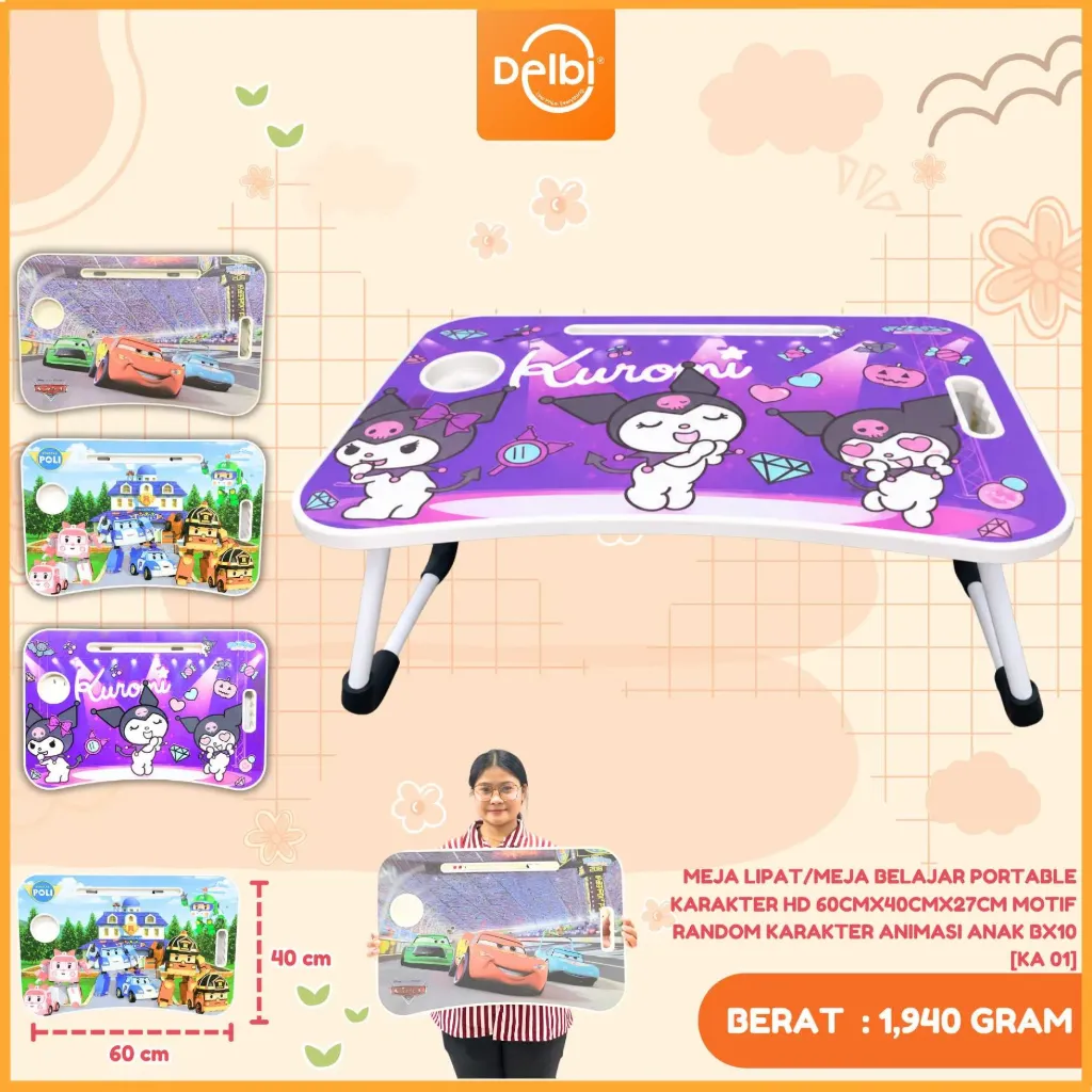[KA 01] MEJA LIPAT/MEJA BELAJAR PORTABLE KARAKTER HD 60CMX40CMX27CM MOTIF RANDOM KARAKTER ANIMASI ANAK BX10