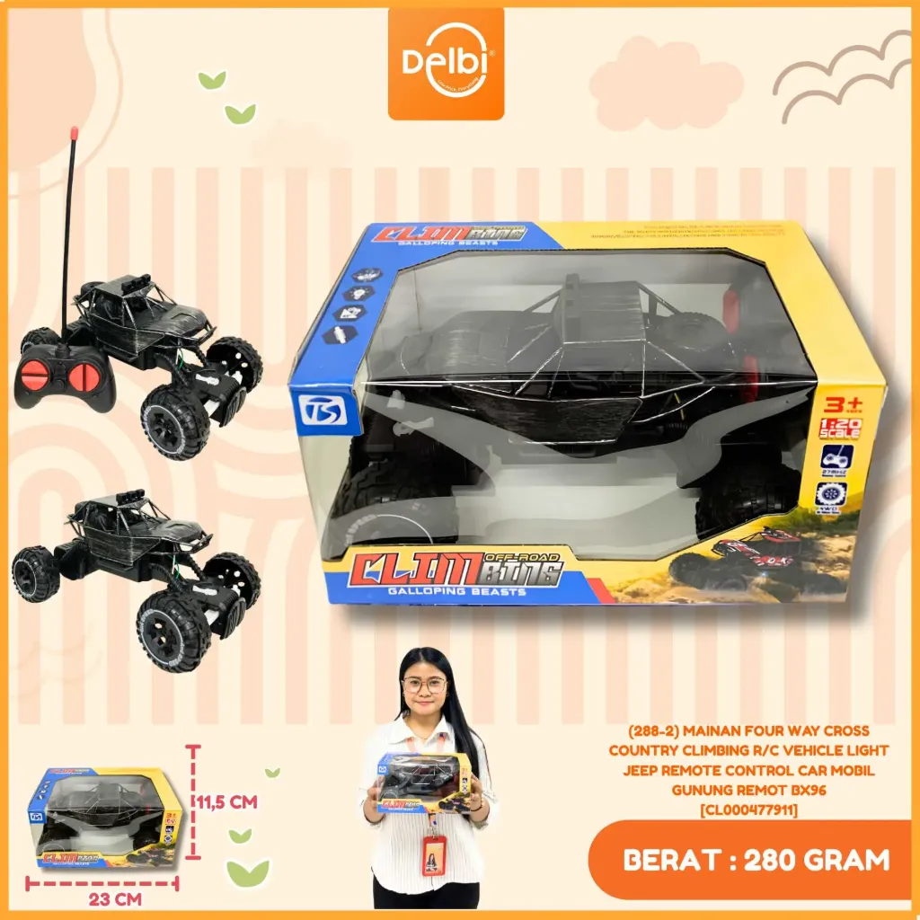 [CL000477911] (288-2) MAINAN FOUR WAY CROSS COUNTRY CLIMBING R/C VEHICLE LIGHT JEEP REMOTE CONTROL CAR MOBIL GUNUNG REMOT BX96