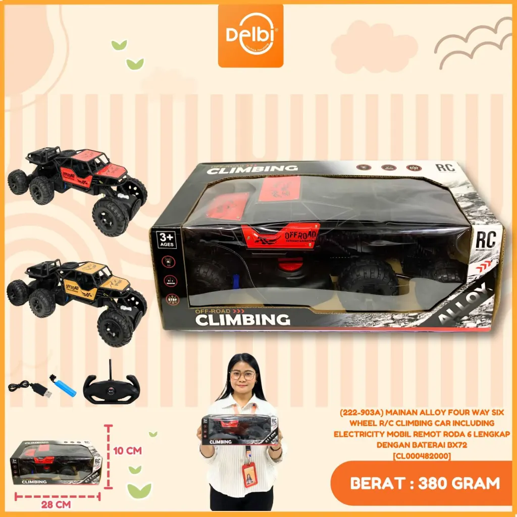 [CL000482000] (222-903A) MAINAN ALLOY FOUR WAY SIX WHEEL R/C CLIMBING CAR INCLUDING ELECTRICITY MOBIL REMOT RODA 6 LENGKAP DENGAN BATERAI BX72