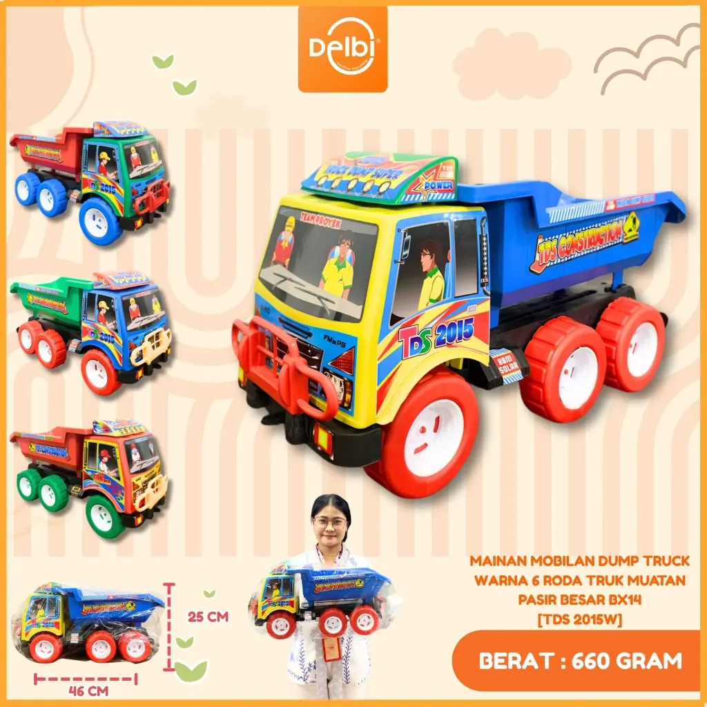 MAINAN MOBILAN DUMP TRUCK WARNA 6 RODA TRUK MUATAN PASIR BESAR BX14