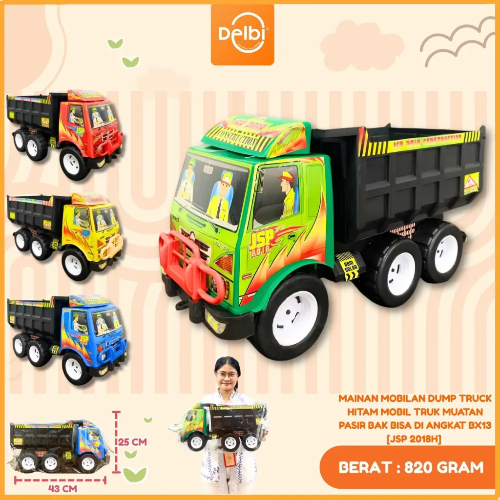 MAINAN MOBILAN DUMP TRUCK HITAM MOBIL TRUK MUATAN PASIR BAK BISA DI ANGKAT BX13