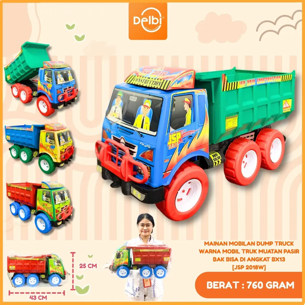 MAINAN MOBILAN DUMP TRUCK WARNA MOBIL TRUK MUATAN PASIR BAK BISA DI ANGKAT BX13