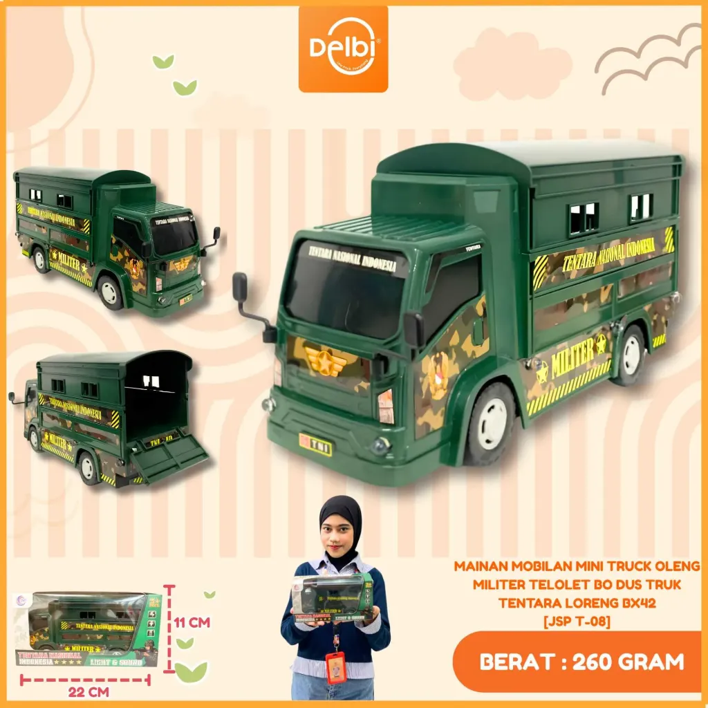 MAINAN MOBILAN MINI TRUCK OLENG MILITER TELOLET BO DUS TRUK TENTARA LORENG BX42
