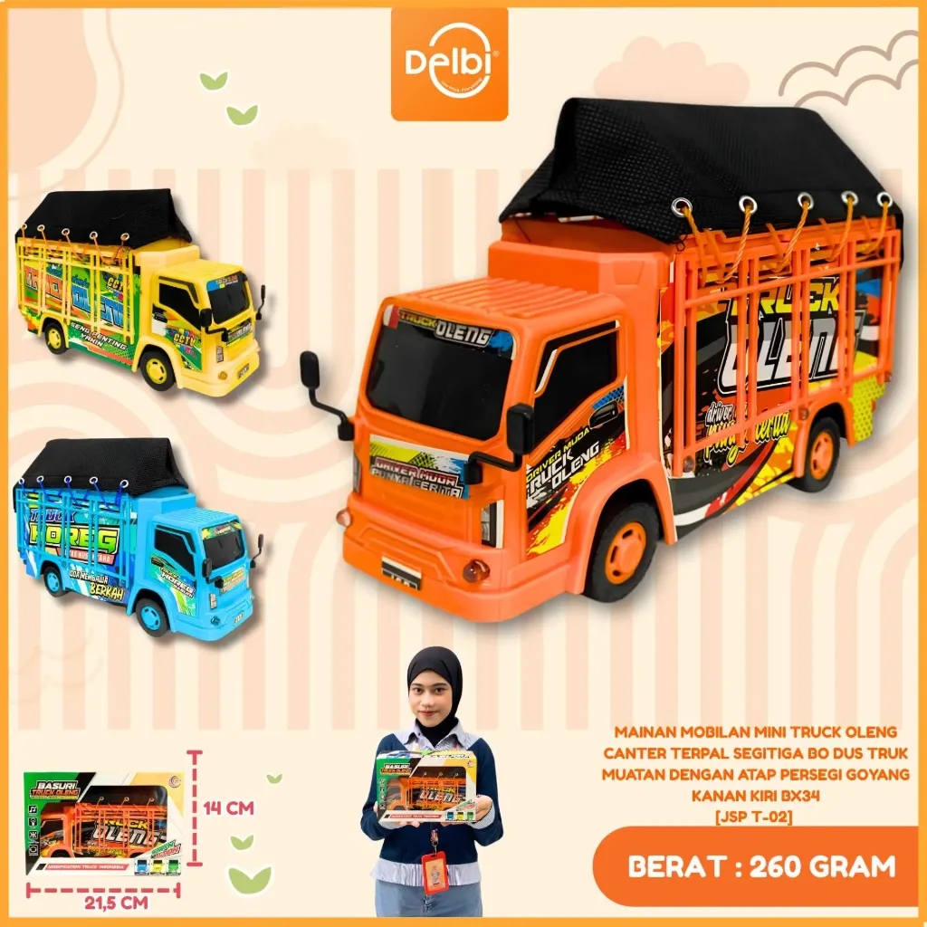 MAINAN MOBILAN MINI TRUCK OLENG CANTER TERPAL SEGITIGA BO DUS TRUK MUATAN DENGAN ATAP PERSEGI GOYANG KANAN KIRI BX34