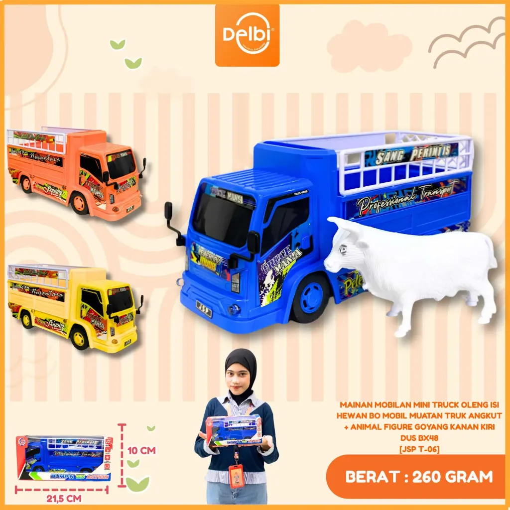 MAINAN MOBILAN MINI TRUCK OLENG ISI HEWAN BO MOBIL MUATAN TRUK ANGKUT + ANIMAL FIGURE GOYANG KANAN KIRI DUS BX48