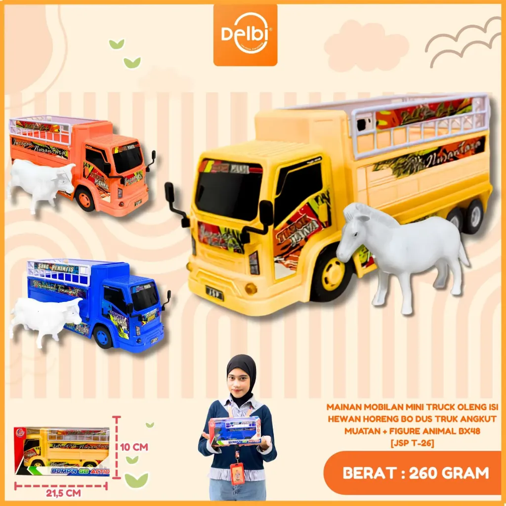 MAINAN MOBILAN MINI TRUCK OLENG ISI HEWAN HORENG BO DUS TRUK ANGKUT MUATAN + FIGURE ANIMAL BX48