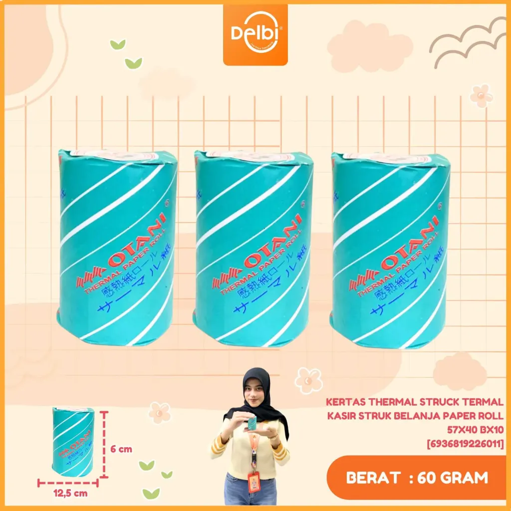 KERTAS THERMAL STRUCK TERMAL KASIR STRUK BELANJA PAPER ROLL 57X40 BX10
