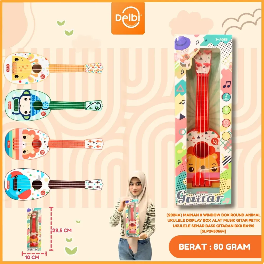 (2024A) MAINAN 8 WINDOW BOX ROUND ANIMAL UKULELE DISPLAY BOX ALAT MUSIK GITAR PETIK UKULELE SENAR BASS GITARAN BX8 BX192