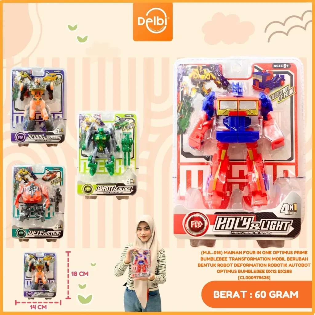 (MJL-018) MAINAN FOUR IN ONE OPTIMUS PRIME BUMBLEBEE TRANSFORMATION MOBIL BERUBAH BENTUK ROBOT DEFORMATION ROBOTIK AUTOBOT OPTIMUS BUMBLEBEE BX12 BX288