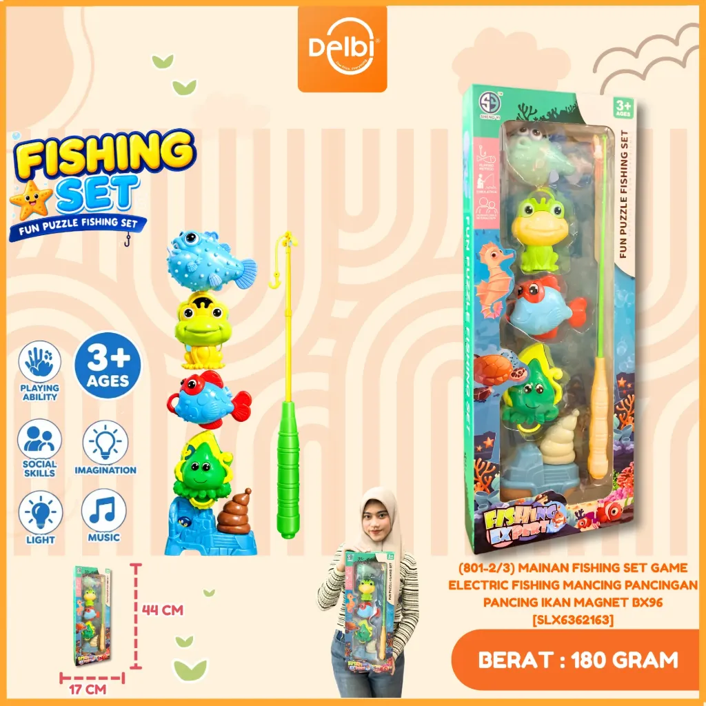 (801-2/3) MAINAN FISHING SET GAME ELECTRIC FISHING MANCING PANCINGAN PANCING IKAN MAGNET BX96