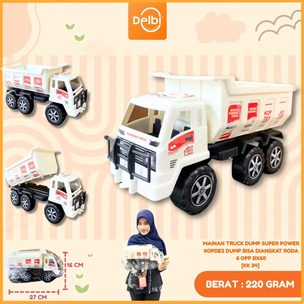MAINAN TRUCK DUMP SUPER POWER KOPDES DUMP BISA DIANGKAT RODA 6 OPP BX60