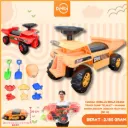 MAINAN MOBILAN BESAR MINING TRUCK DUMP TELOLET + MAINAN PASIR LENGKPA DENGAN HELM BX6