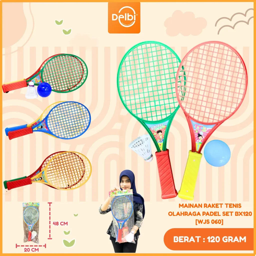 MAINAN RAKET TENIS OLAHRAGA PADEL SET PLASTIK PP BX120