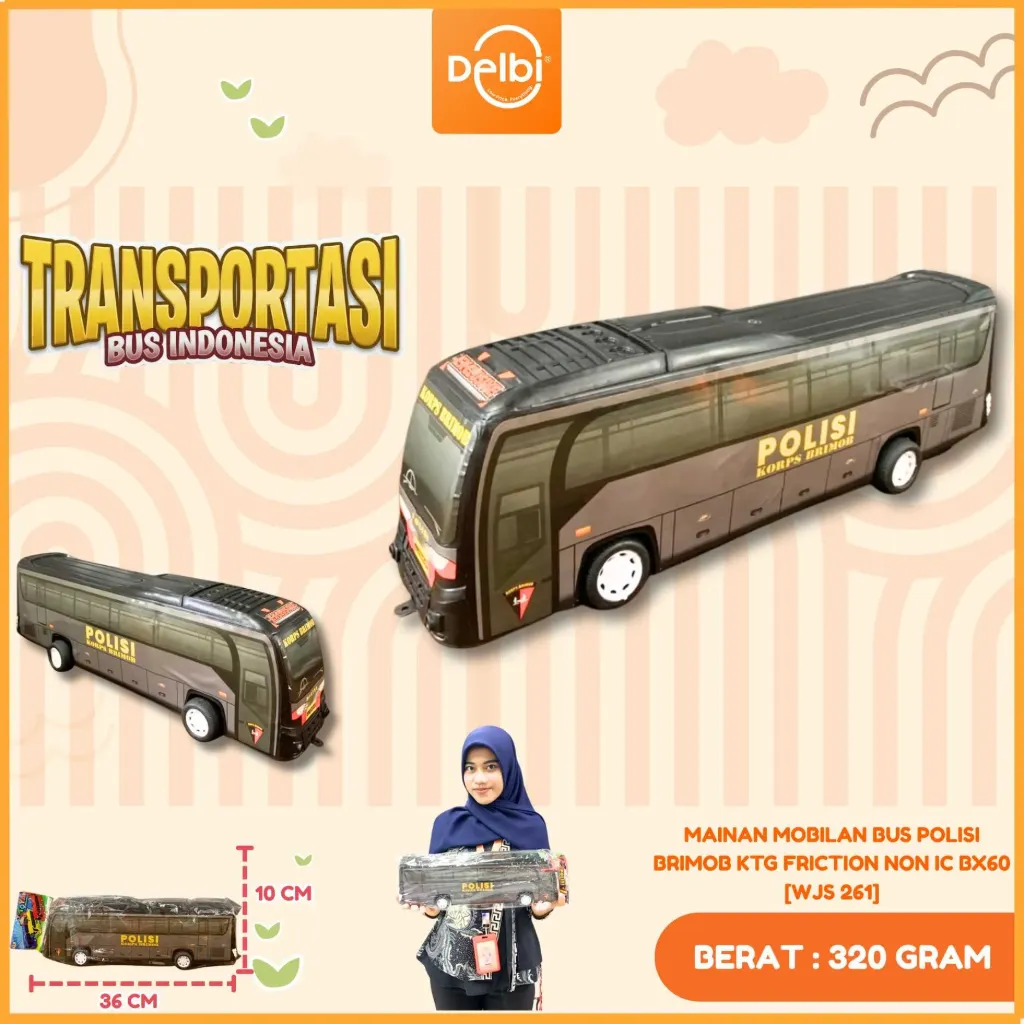 MAINAN MOBILAN BUS POLISI BRIMOB KTG FRICTION NON IC PLASTIK PP BX60
