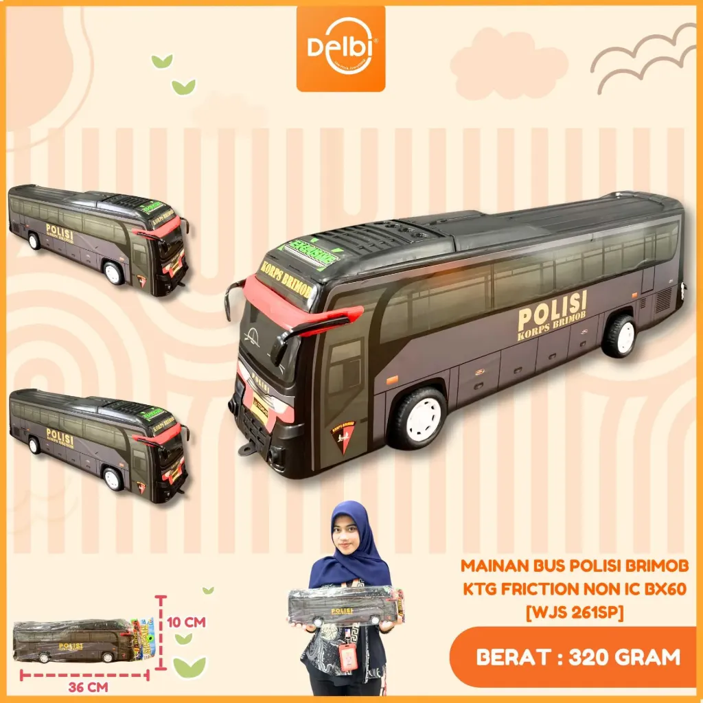MAINAN BUS POLISI BRIMOB KTG FRICTION NON IC PLASTIK PP BX60